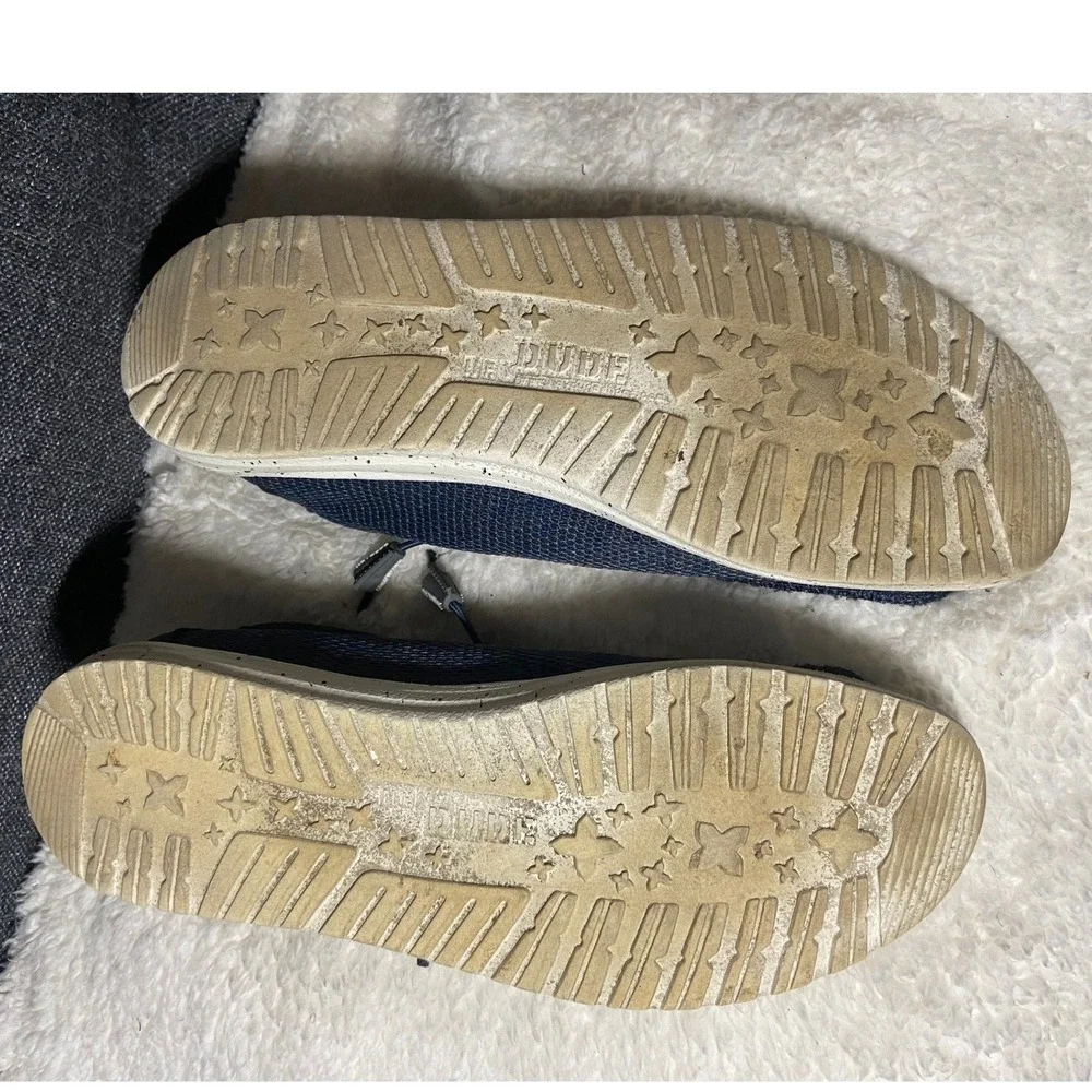 Hey Dude Wally‎ Sox Navy Grey Mens Casual Loafers Slip On Shoes Size 10